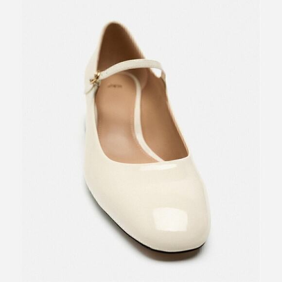 ZARA Off-White Block Heel Mary Janes NWT - Picture 12 of 14